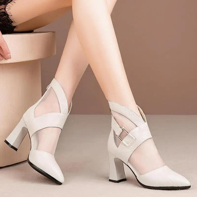 

Сетчатые ботильоны на каблуке Новинка для женщин Очень высокие каблуки Весна 2025 Ботильоны Y2k Большой размер Теплая обувь Сапог Женщина Короткая обувь 40