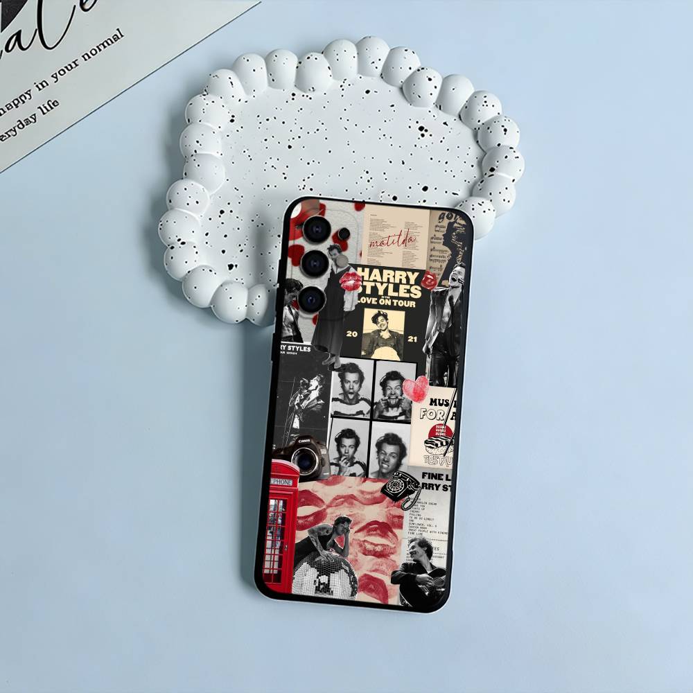H-Harry Music Styles Black Soft Silicone Phone Case for Samsung S25, S24, S21, S22, S23, S30, Ultra, S20, Plus, FE, Lite