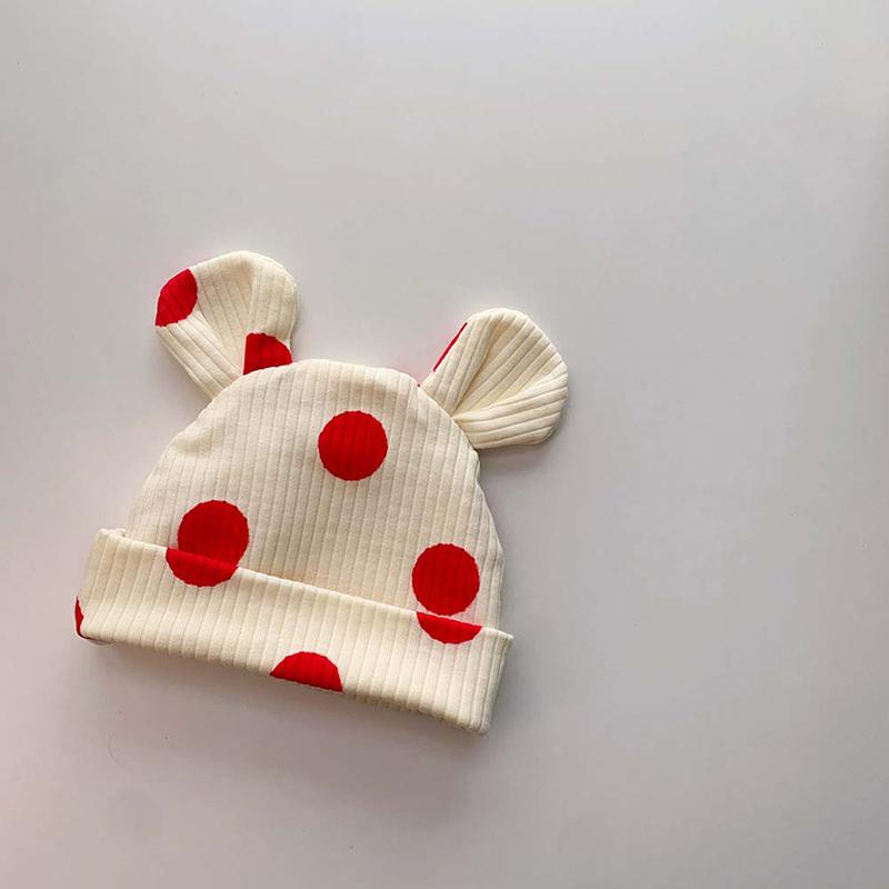 Cute Dot Print Newborn Beanies Hat Cartoon Ears Elastic Infant Spring Autumn Warm Cap Baby Pullover Head Protection Hats
