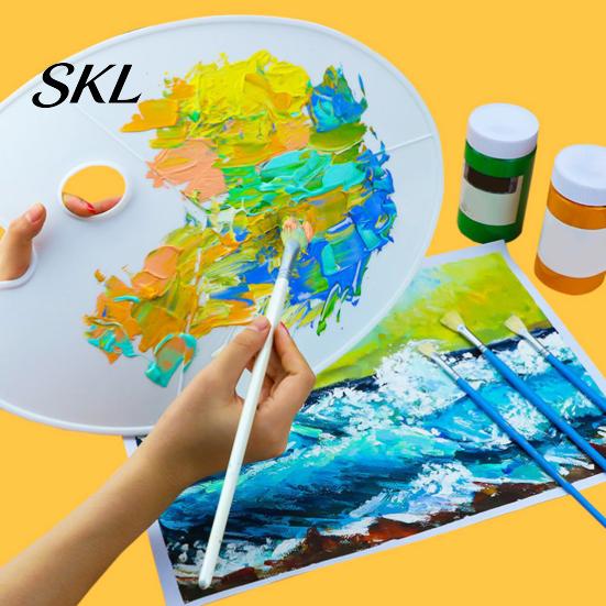 Oval Paint Palette with Thumb Hole, Portable Artist Large Mixing Painting Tray for Acrylic Oil Watercolor Multi-section