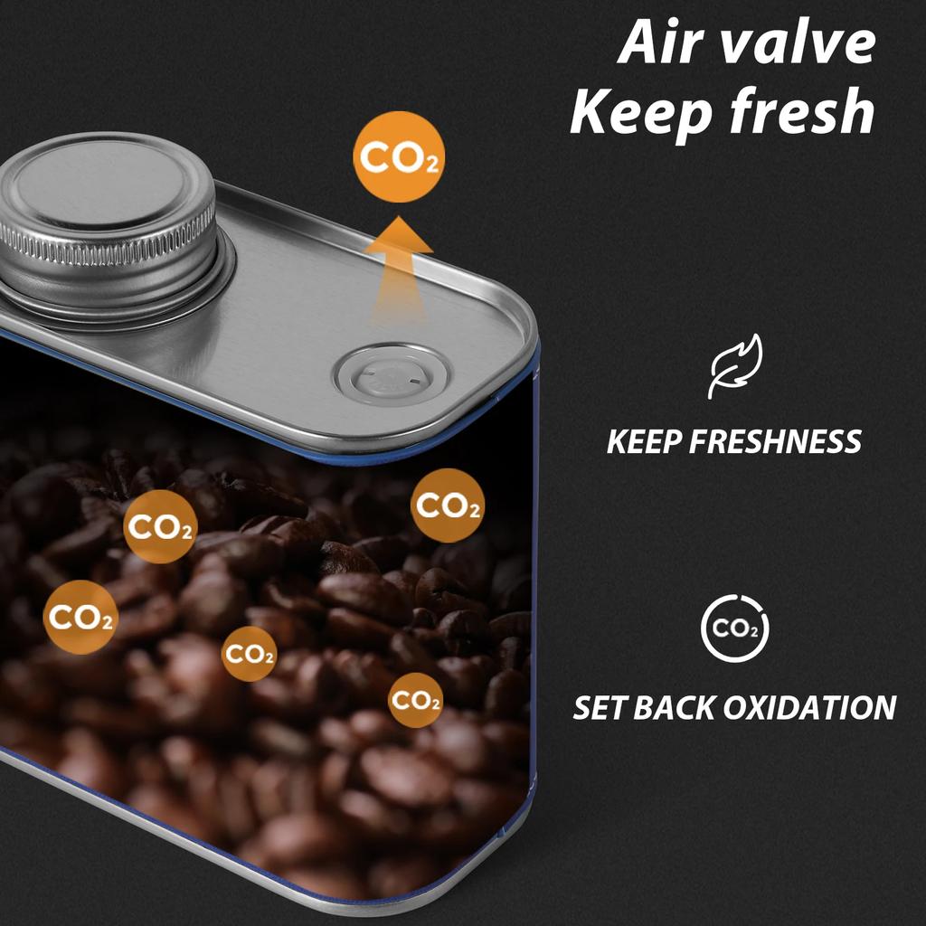 600ml Airtight Coffee Canister with Metal Sealed Air Valve - Portable for Camping & Travel