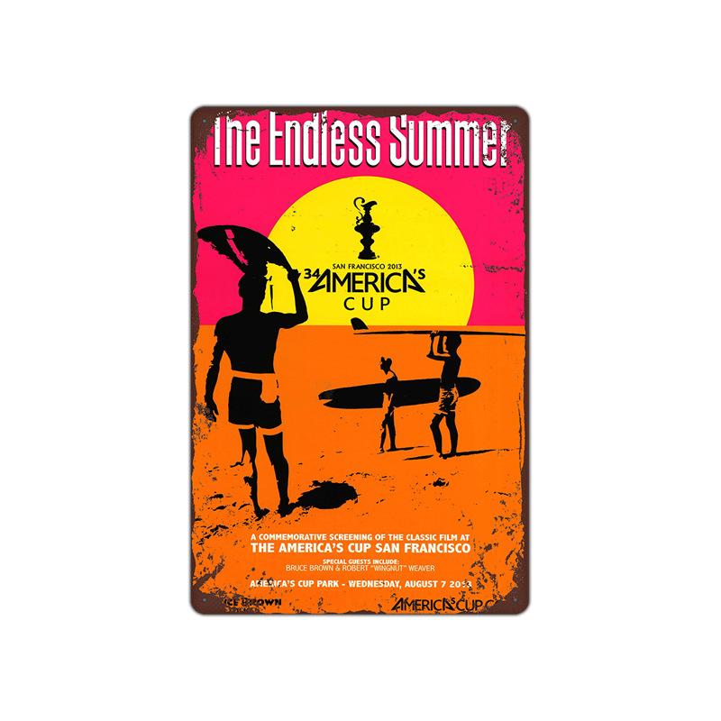 Summer Beach Sunset Metal Tin Sign Plaques Scenery Iron Painting Cafe Bar  Home Decor Seaside House Wall Tin Plate Poster