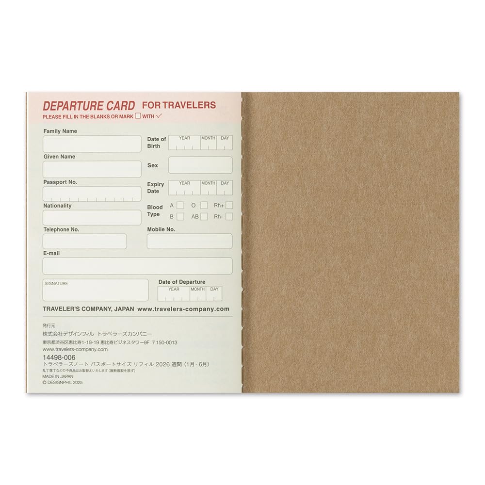 Notebook Planner Refill 2026 Passport Size Weekly 14498006 January Traveler's (Starts 2026)