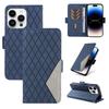 Suitable for iPhone16 Mobile Phone Leather Case 13Pro Two-color Rhombus Small Fragrance Matte Card Case 15plus