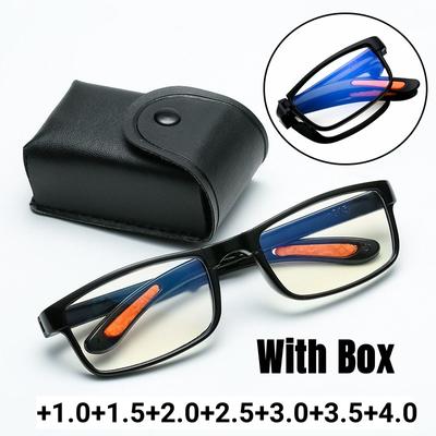Occhiali Portatili da Lettura per Uomo Donna TR con Diottrie da +1.0 a +4.0 Blocco Luce Blu Pieghevoli con Custodia