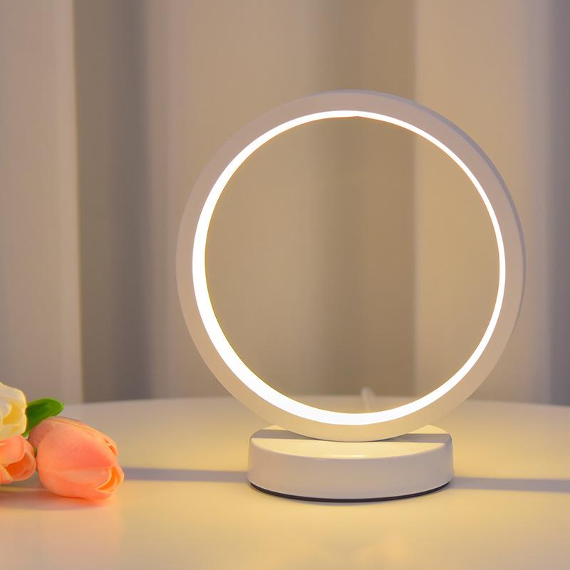Lampe de Table LED Nordique: Lampe de chevet à anneau rond pour l'ambiance, le sommeil et l'allaitement