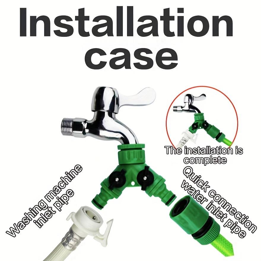 2-Way Water Hose Tap Splitter With Quick Connector And Y Type Adapter For Garden Faucet - Dual-Purpose Connectors For Yard Use
