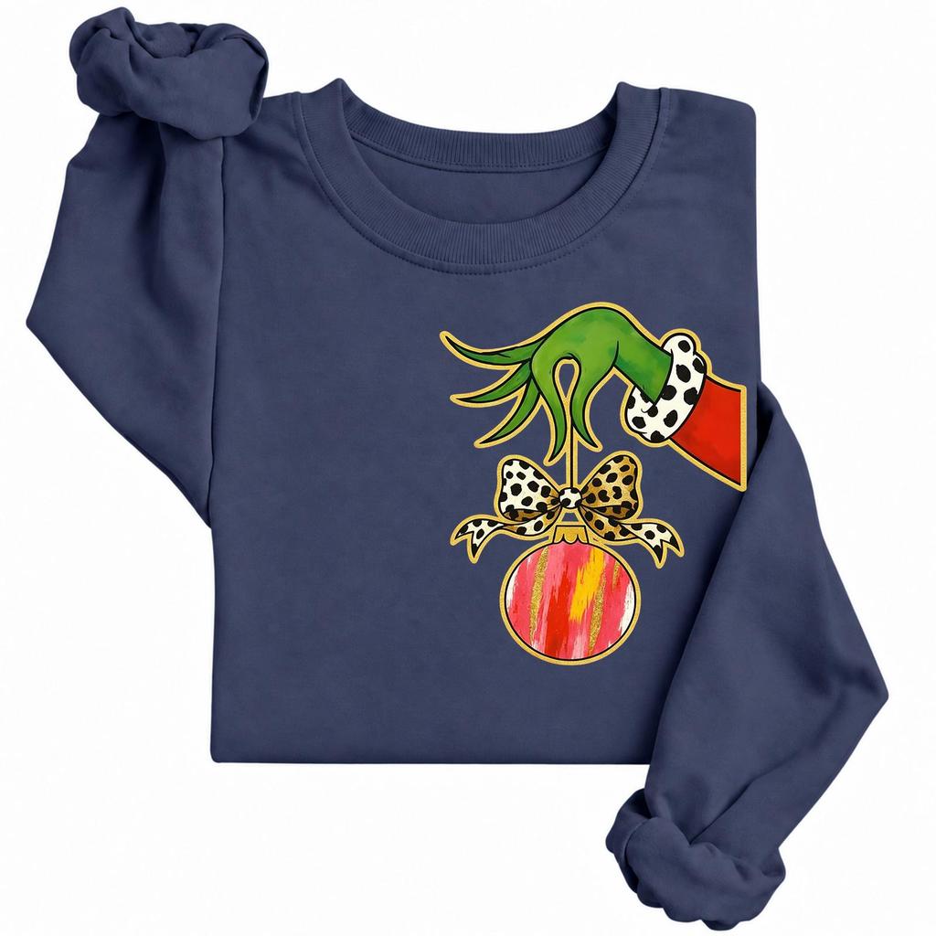 Damen Freizeit Langarm Bedruckter Rundhals Sweatshirt Pullover Top für Herbst und Winter