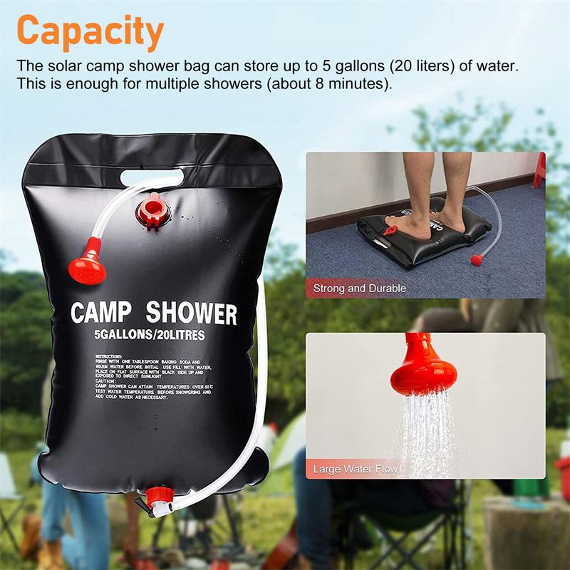 20L Water Bottle Camping Shower Solar Heating Folding Water Canister Camping Bucket Bottle Pouch Water Bag Camping Supplies