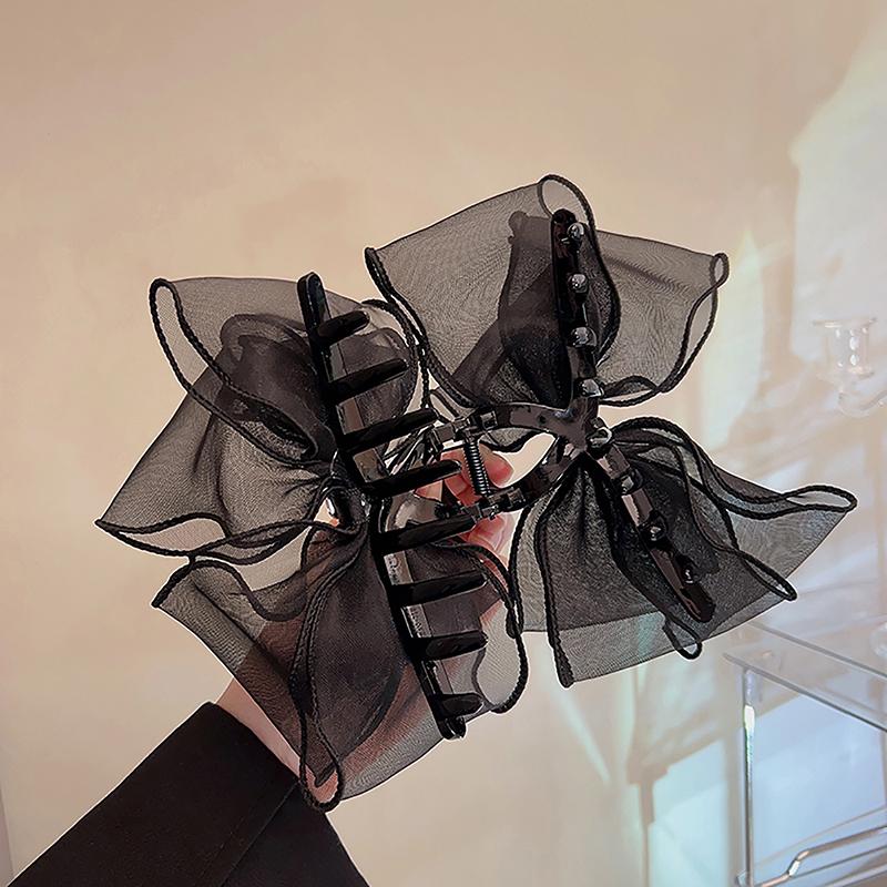 Black Mesh Lace Bow Grab Clip On The Back Of The Head, Hairpin Clip On The Head, Headdress, Shark Clip