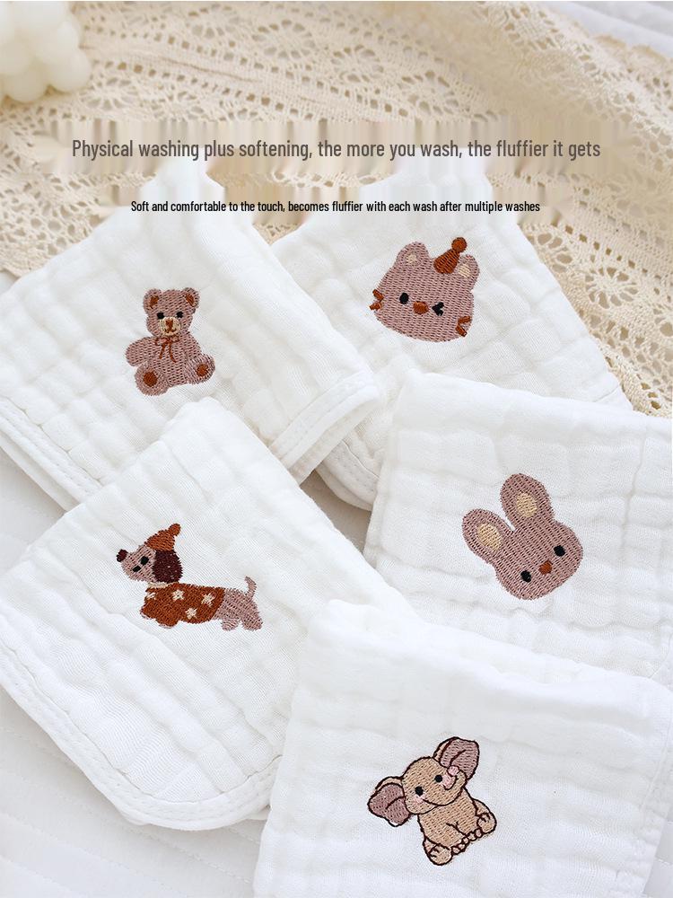 Six-Layer Soft Baby Gauze Washcloths - Absorbent Face Towels & Newborn Bibs