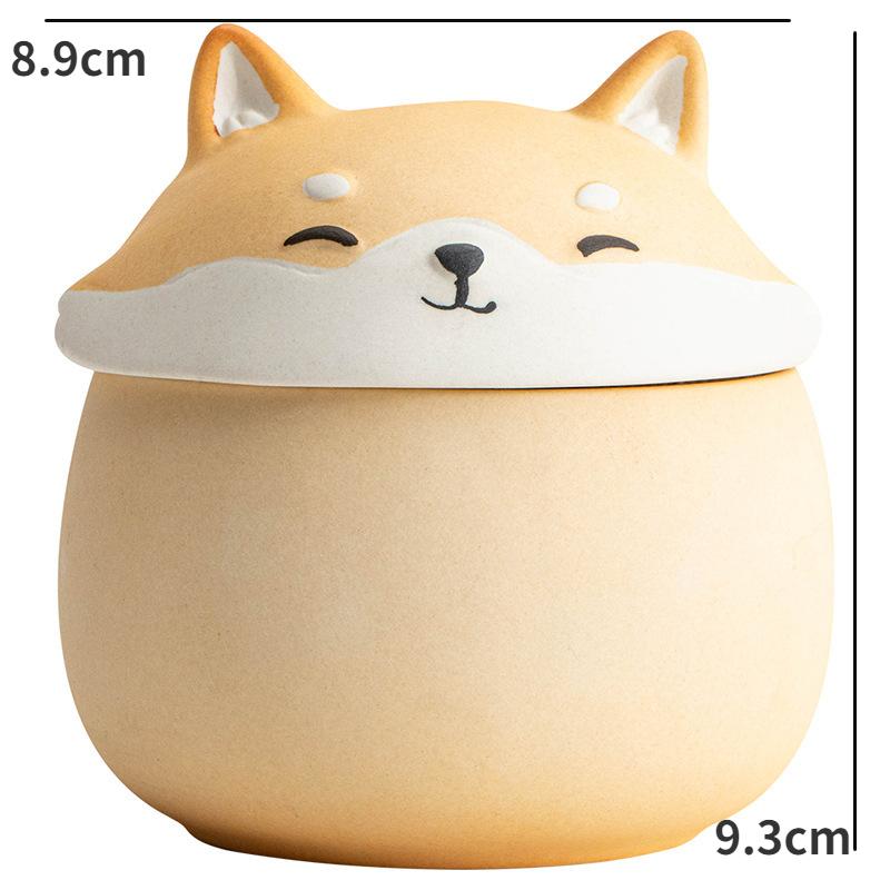 Creative Cute Shiba Inu Tea Canister Moisture-proof Ceramic Sealed Storage Canister Mini Portable Travel Tea Canisters