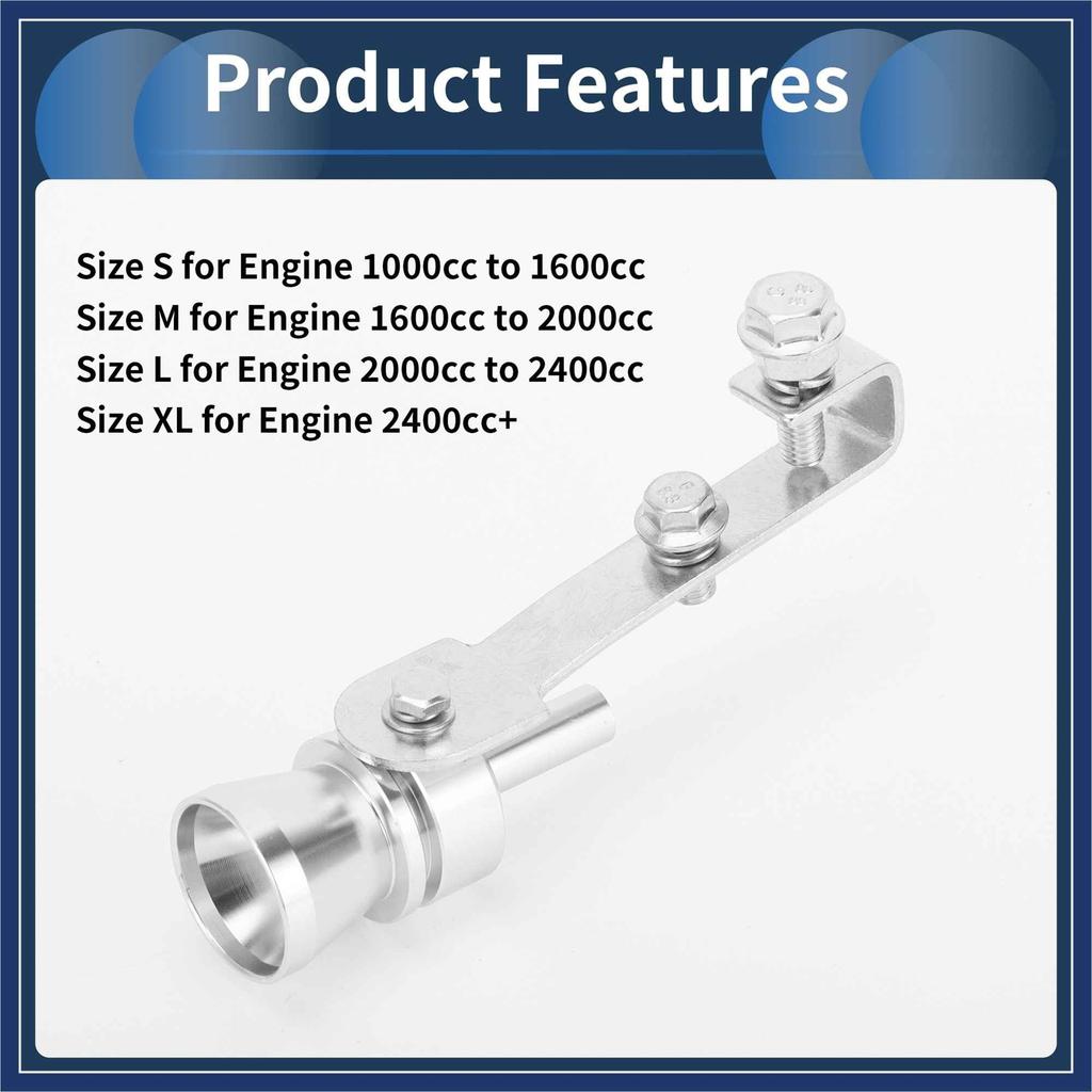 ARISELIFT 1 Set Turbo Sound Exhaust Muffler Pipe Whistle Rear Tail Pipe M Carbide Maker Aluminum Silver Tone for Bicycle