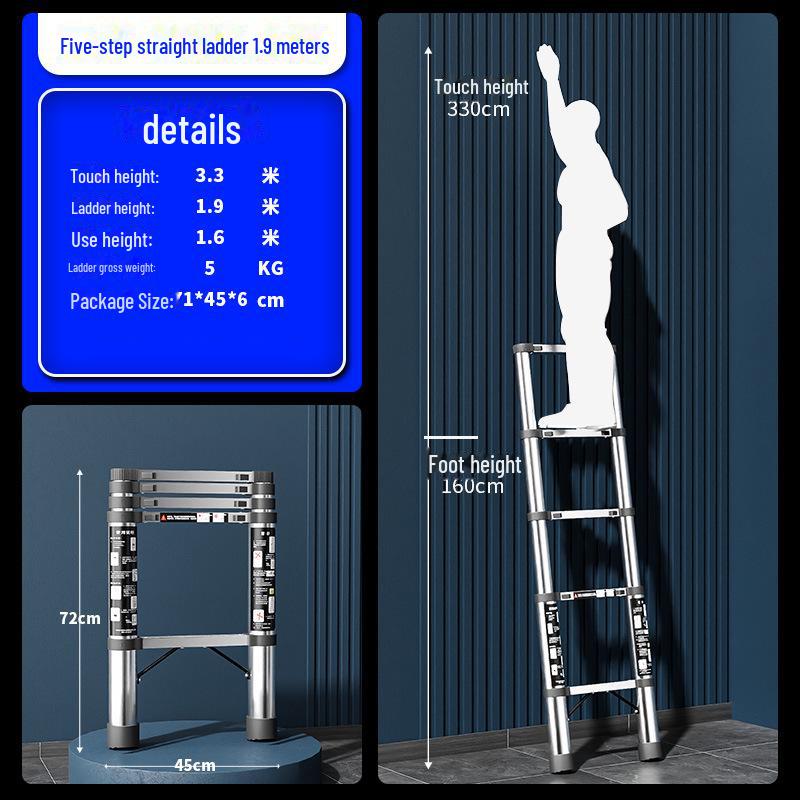 Multifunktionale Teleskop-Klappleiter aus Edelstahl
