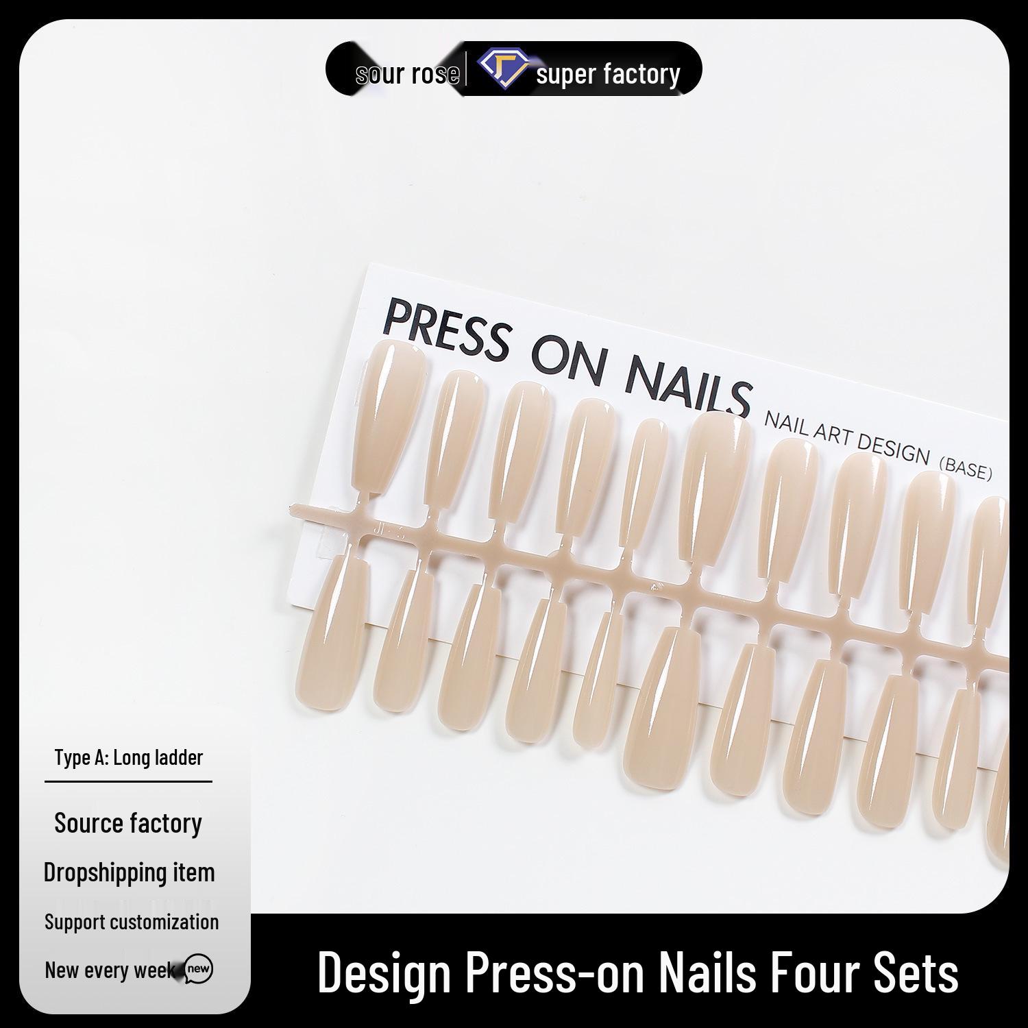 

Jiaolong Handmade Long Nude Cat Eye Nail Tips - Creative Wearable Design