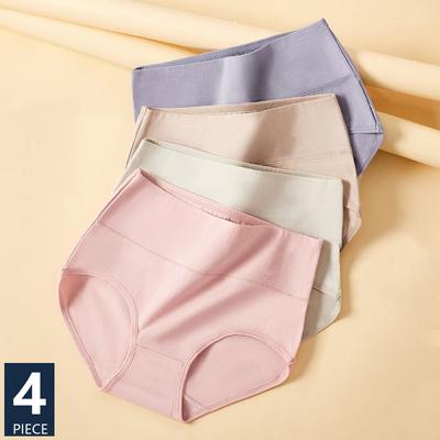 4Pcs Cotton Women's Panties High Waist Body Shaper Underwear Plus Size Breathable Panty Solid Ladies Briefs Slim Female Lingerie