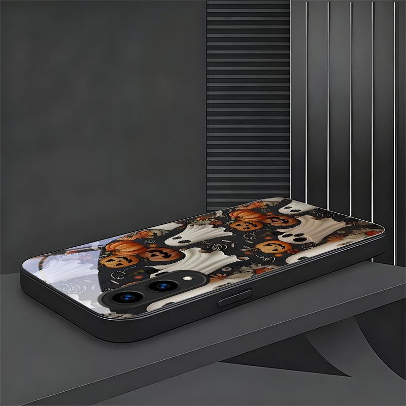 Halloween Ghost Art Black Phone Case For Samsung Galaxy S26 Ultra S25 Edge S24 FE S23 Plus S22 S21 S20 S22 S24 Glass Back Cover