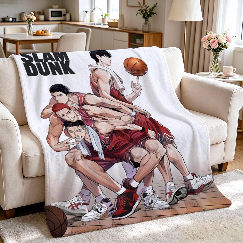 Slam Dunk Anime Basketball Heroes Pattern Flannel Blanket Machine Washable Fleece Blanket For Camping Picnic Home Party Decor New Year Gift