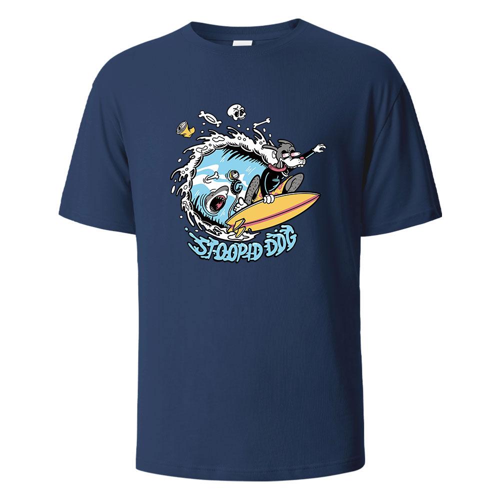 

Stoopid Dog Graphic Printed Men s T-Shirts 100%Cotton Breathable Comfortable Tops for Men Summer O-neck Oversize Men Clothing XXXL темно-синього кольору