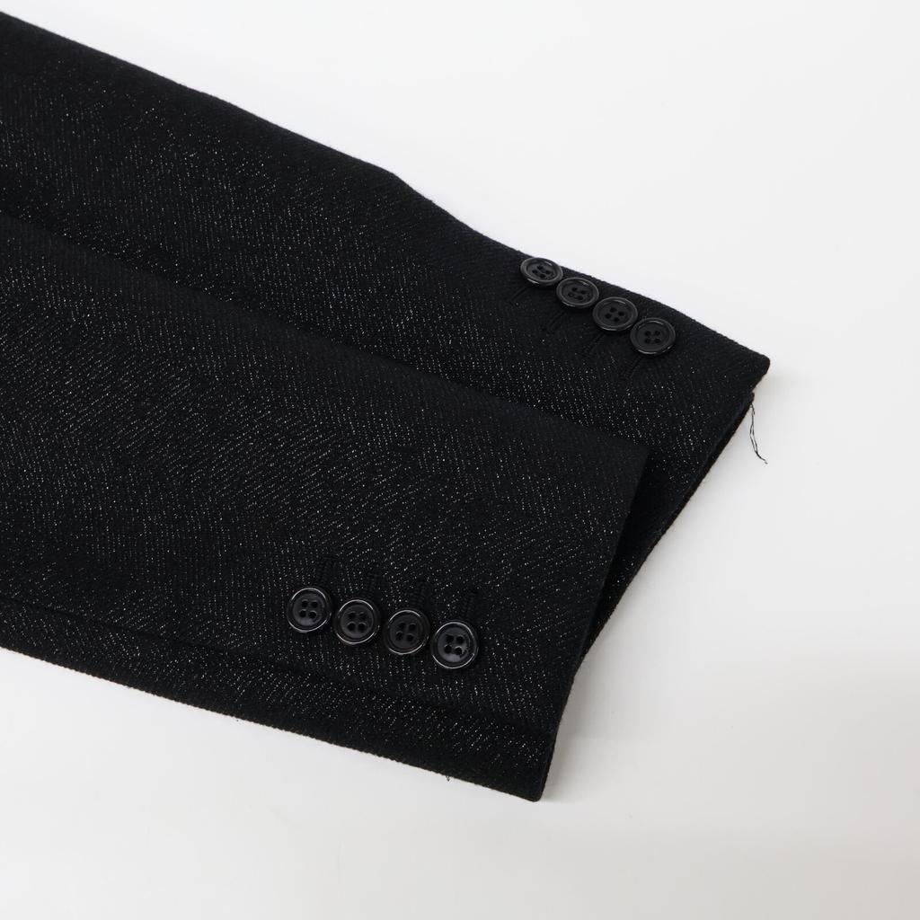 Saint Laurent Paris Black 552518 Glitter Wool Jacket Jacket 38 blackUsed