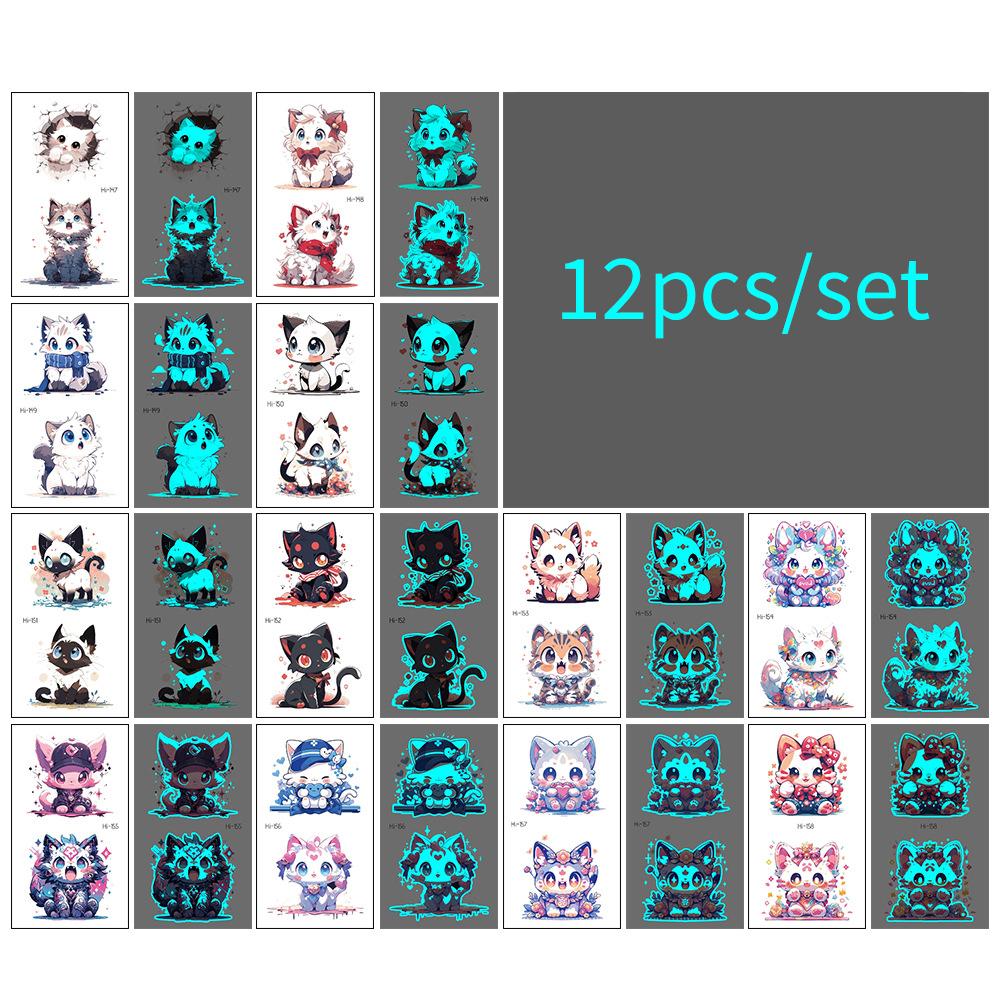 

12 шт./компл. Синий светящийся тату-стикер водонепроницаемый маленький свежий змея бабочка электрический слог вечеринка наклейки набор тату-патчи 14