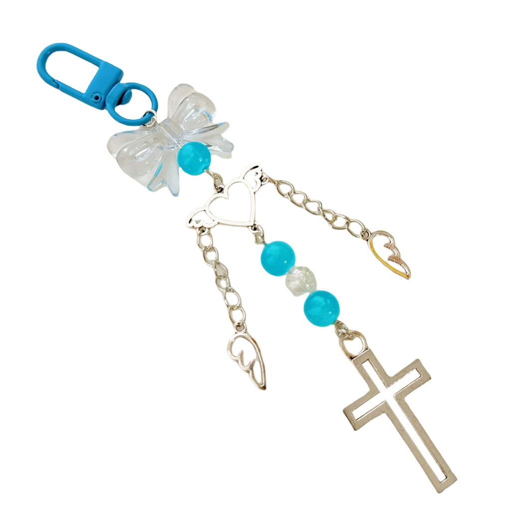 Elegant Butterfly Bowknot Angelic Love Heart Crosses Keychain Charm Pendant Alloy Fashion for Women Ladies Daily Use