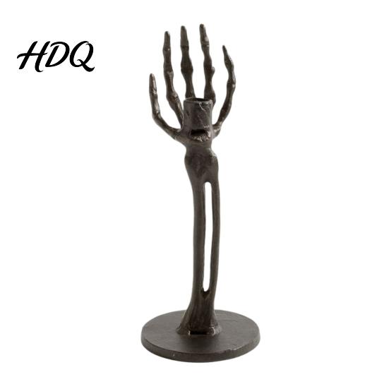 Tabletop Halloween Decoration Skeleton Candle Holder Gothic Resin Hand Holder And Standing
