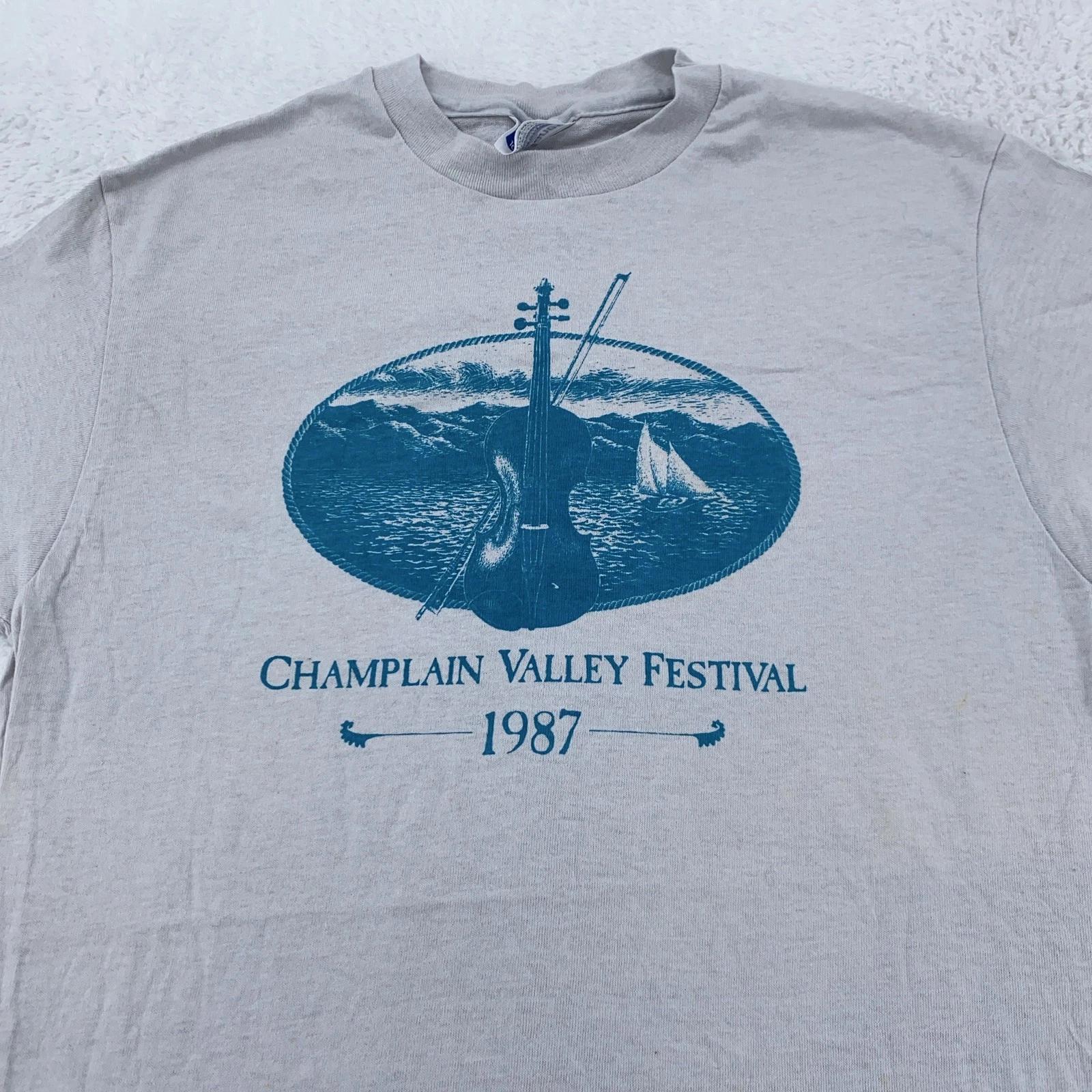 

Vintage Champlain Valley Festival Shirt Mens XS 1987 Hanes 80s Tee Vermont L