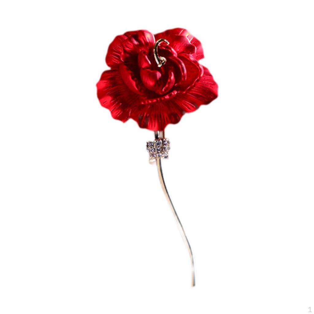 Rose Flower Brooch Pin Alloy Valentines Day for Hat Birthday Clothing