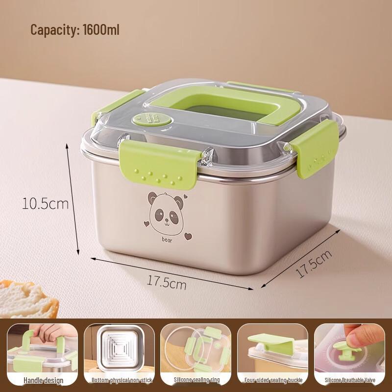ZISIZ 316L Stainless Steel Square Lunch Box