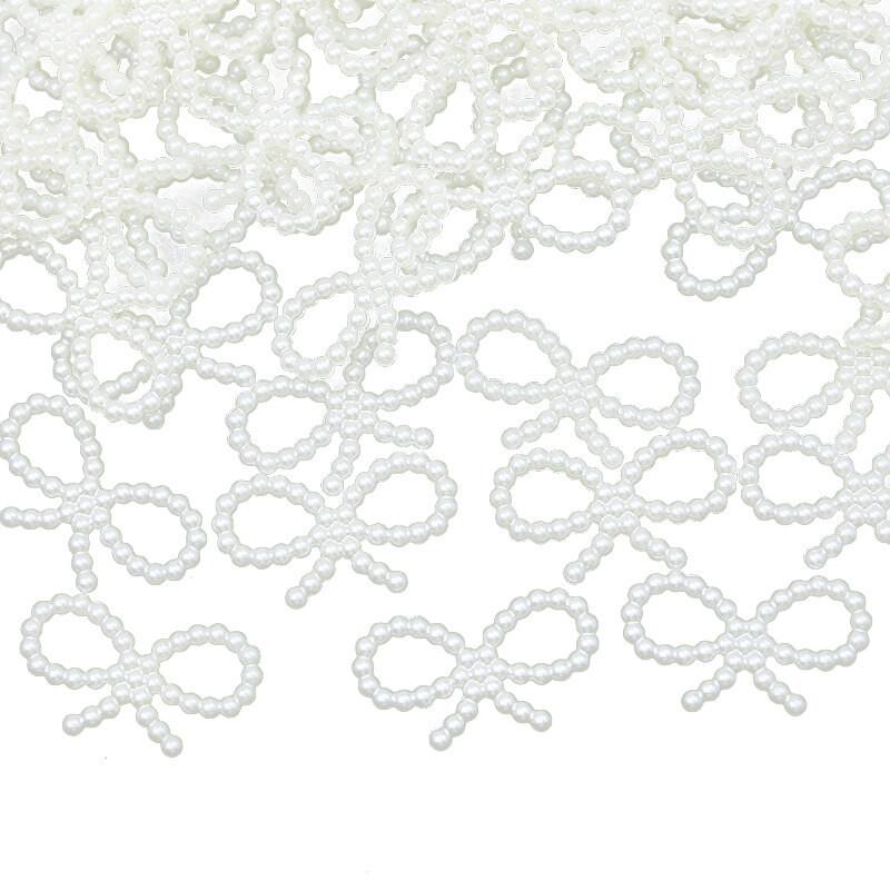 (100Pcs/pack)17*29mm Resin Imitation Pearl Bow Jewelry Accessories Hollow Phone Case Decoration Material Diy  Holiday Decoration