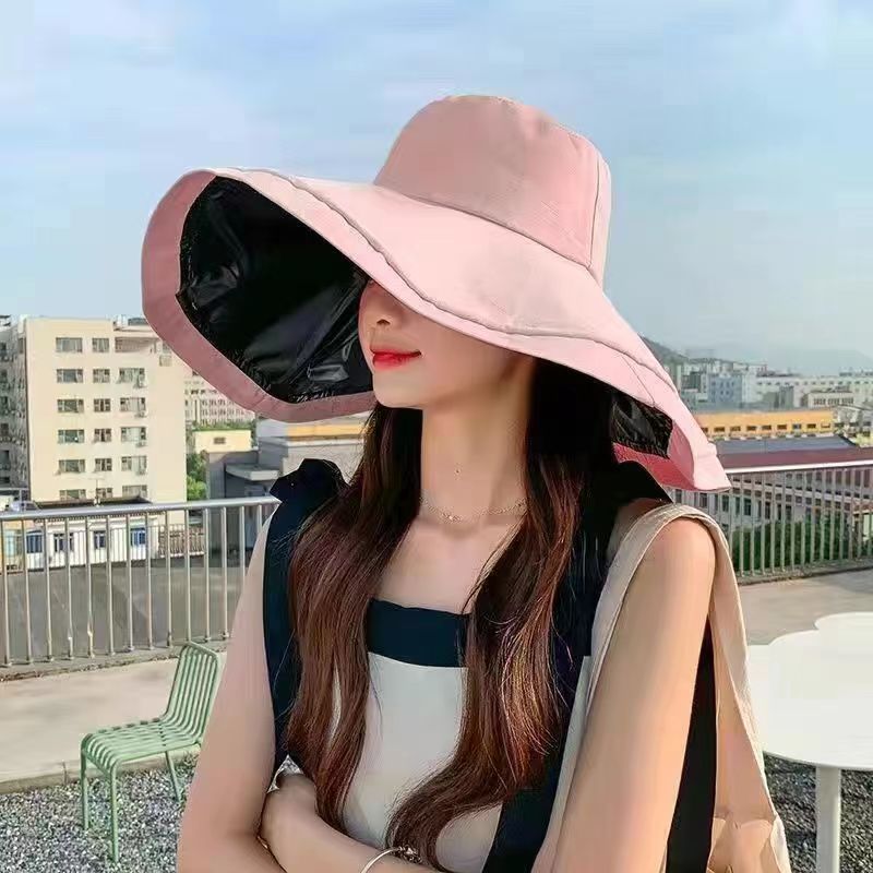 Hat women's summer new outdoor bucket hat sunscreen sunshade sun hat women's striped fashion sun hat
