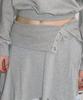 Crank Rollover Snap Flare Skirt_Melange Gray