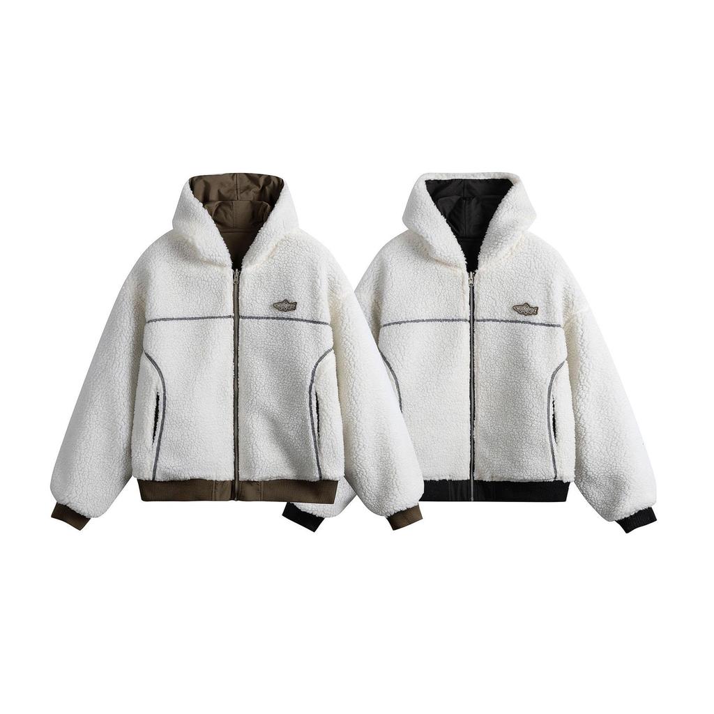 Men's Winter 2025 Hooded Lambswool Double-Sided Jacket – Thick, Warm, Casual Cotton Coat