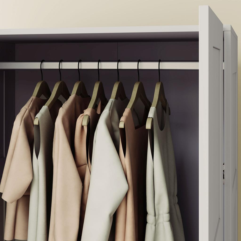 Double Paneled Door Wardrobe, with Shelves - Grey