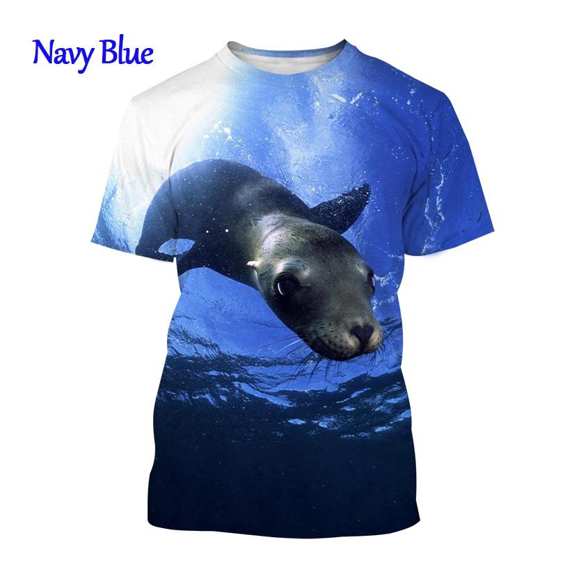 T-shirts Animals Funny Seal Fashion Summer Crew Neck 3D Print TShirts Boy Girl Kawaii Oversized  Casual Streetwear Tee Clothes