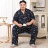 Mei Ji Yun Men's Cotton Lapel Pajama Set - Short Sleeve, Long Pants, Plus Size