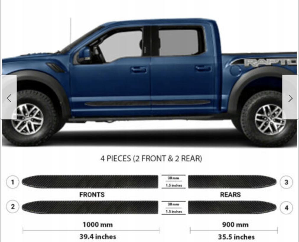 Ford F-150 Raptor - BLACK Side Door Moldings