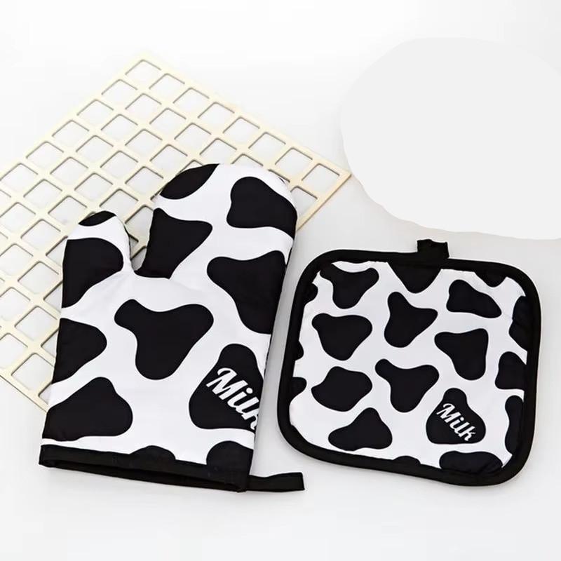 Oven Baking Gloves Microwave Oven Gloves with Mat High-temperature Resistant Gloves Kitchen Baking Tools Bakeware BBQ