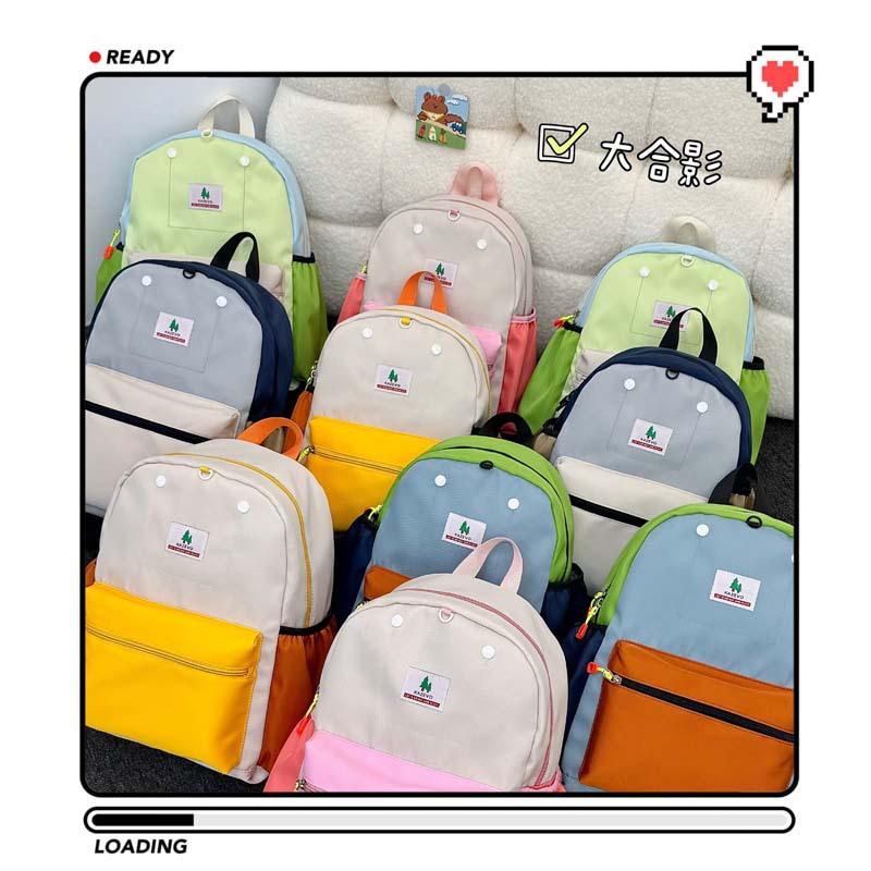Schoolbag Brick and Mortar Store Japanese Dopamine Color Matching Children's Schoolbag Decompression Spine Protection Kindergarten Pupils Backpack