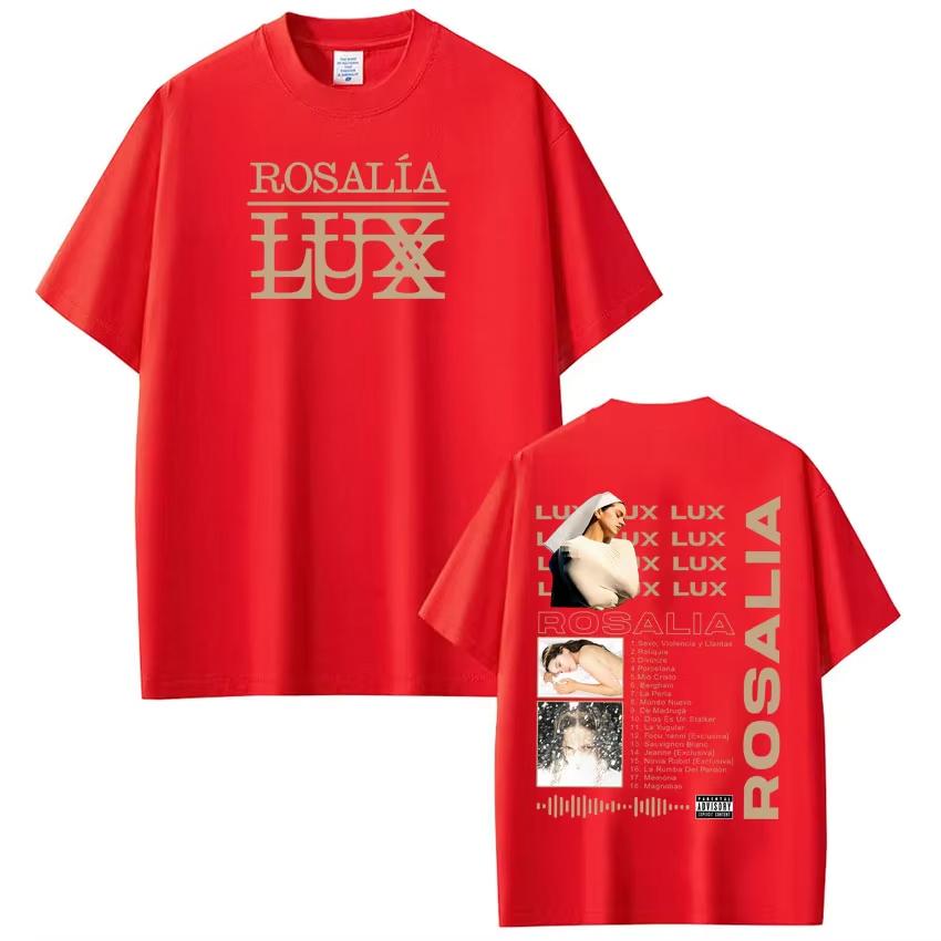Singer ROSALÍA Lux Album 2026 Tour Tees Men Women Fashion T Shirt Shortsleeved top Aesthetic Trend Cotton Tshirts Streetwear