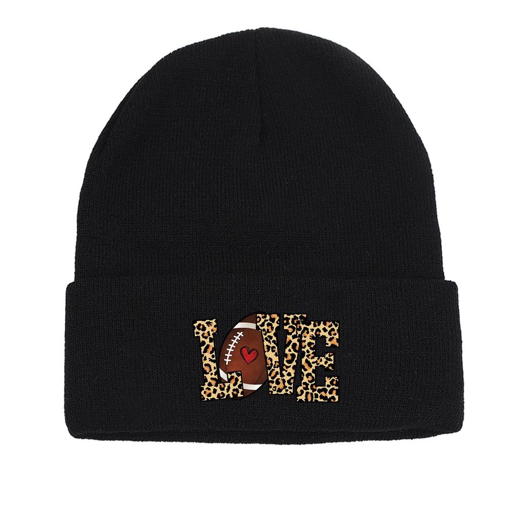 LOVE" Football Warm Knitted Hat Beanie, Skull Cap Warm Windproof Leisure Headwear Knitted Cap Beanie