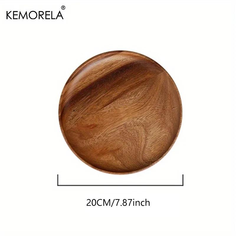 1 Piece of Natural Whole Wood South American Walnut Circular Handmade Plate, Round Sushi Plate, Dessert Fruit Bread Tableware