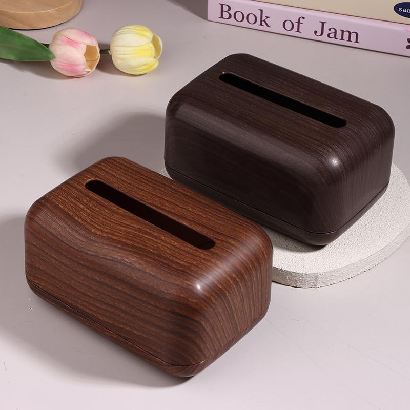 1Pc Retro Imitation Wood Tissue Box Living Room Paper Box Table Desktop Storage Bathroom Home Decoration Tissue Case