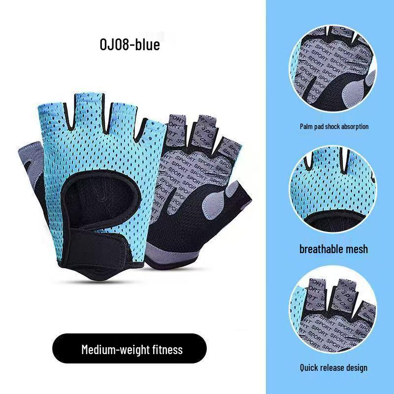 Men's & Women's Anti-Slip Fingerless Fitness Gloves - Wrist Support, Lightweight Summer Design for Cycling and Training