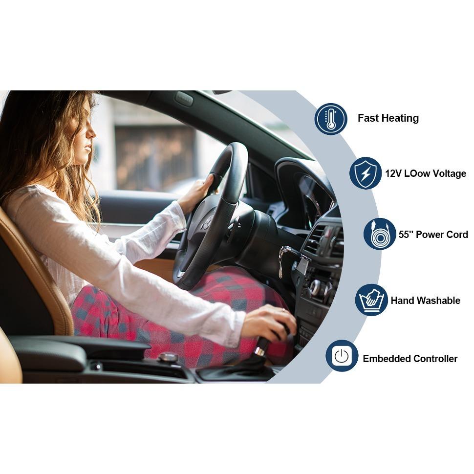 12V Green Car Electric Blanket Car Camping Warm Artificial Electric Heated Blanket (150x100cm)