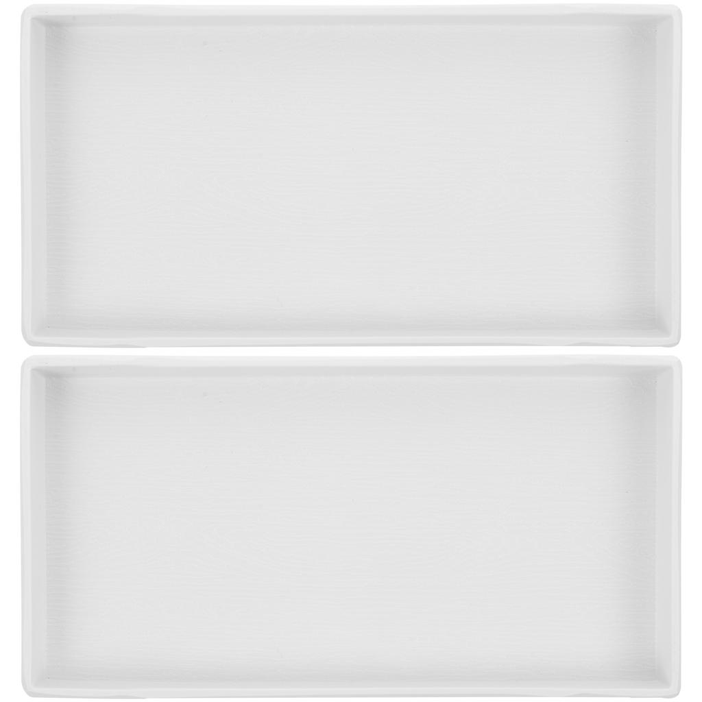 2pcs Melamine Tray White Rectangle Food Serving Plate Reusable Snack Fruit Home Party Kitchen Gadget Dessert Plates Long