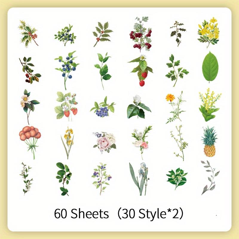 60 pcs Vintage Plant Floral Butterfly Sticker Creative DIY Decorative Stickers Adhesive Stick Labels Scrapbooking Junk Journal