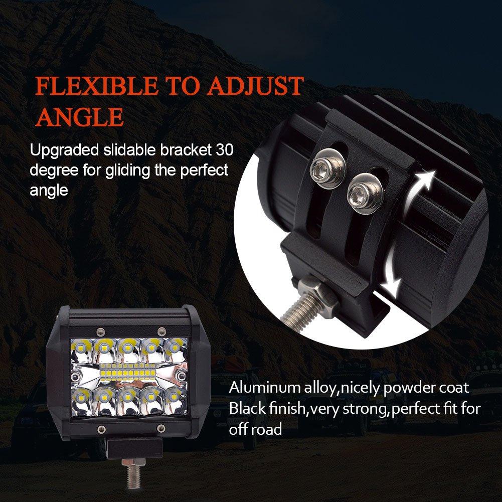 LED Work Light, 60W, Narrow Beam, Waterproof, IP67, 6000K, 12V/24V, Square Shape, White, Dustproof & Shockproof, Safego Floodlight, for Trucks/Tractor
