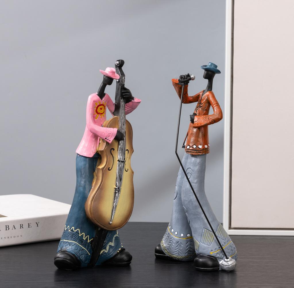 1 resin band statue, creative instrument model sculpture, Nordic style home decoration for living room, porch, and study